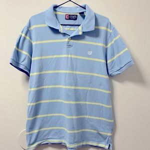 Men’s CHAPS 100% Cotton Powder Blue & Yellow Striped Polo Shirt!